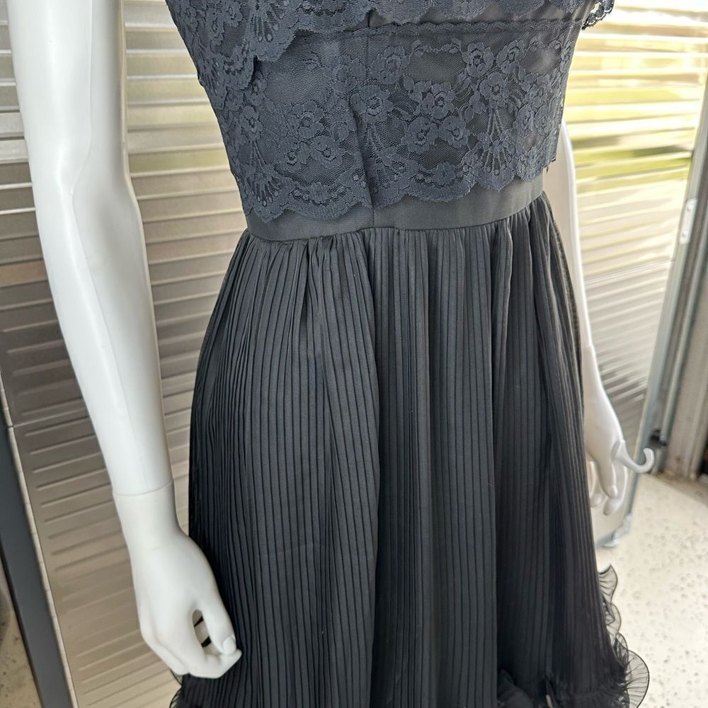 Jacqueline Lechat Cannes France Black Lace Ruched Little Black Dress Small - Picture 6 of 13